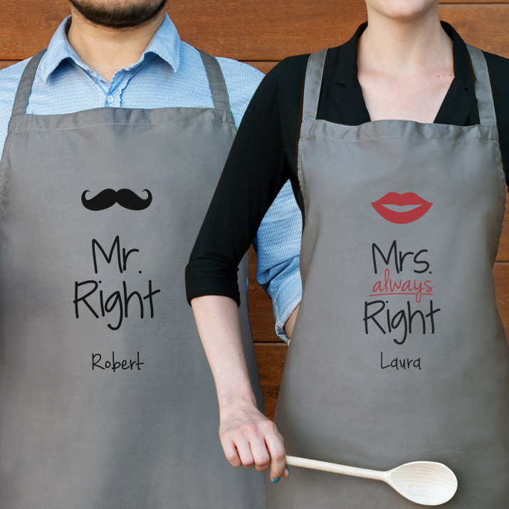 Mr&Mrs Right - Zestaw dwóch fartuchów kuchennych
